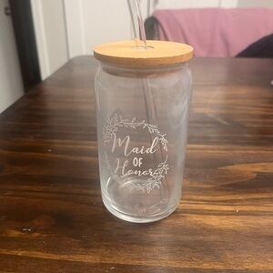 Glass Maid of Honor Jar with Straw